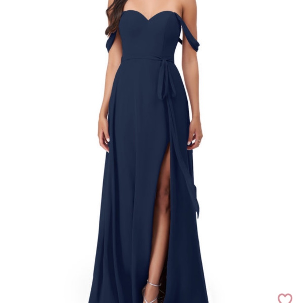 Azazie Dark Navy Blue Aaron Bridesmaid Dress size 6